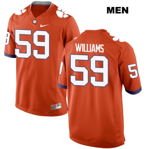 Men's Clemson Tigers #59 Jordan Williams Stitched Orange Authentic Nike NCAA College Football Jersey HRJ0746UA